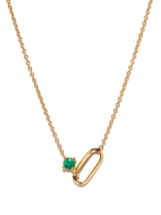 Lizzie Mandler - May Birthstone Emerald & 18kt Gold Necklace - Womens - Green Gold
