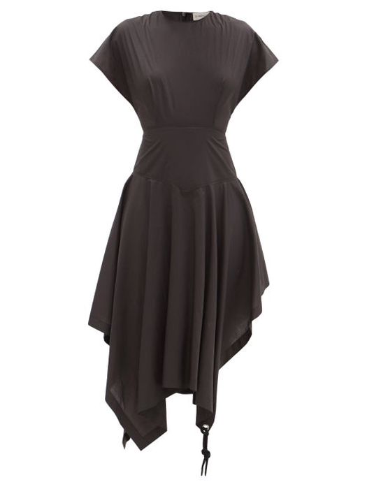 1 Moncler JW Anderson - Handkerchief-hem Cotton-poplin T-shirt Dress - Womens - Black