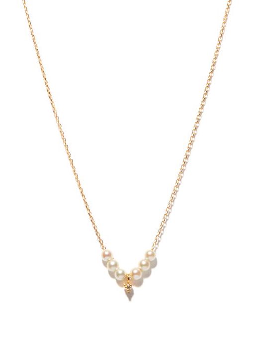 Mizuki - Diamond, Akoya Pearl & 14kt Gold Necklace - Womens - Pearl