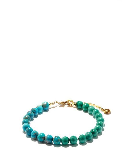 Fry Powers - Turquoise & Malachite 14kt Gold-plated Anklet - Womens - Blue Multi
