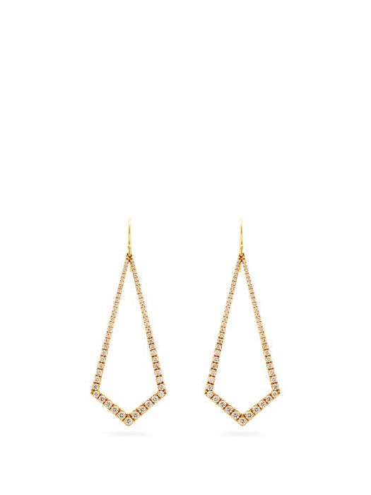 Lizzie Mandler - Diamond & 18kt Gold Kite-drop Earrings - Womens - Gold