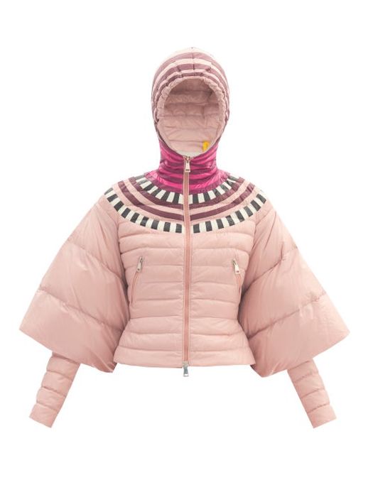1 Moncler Pierpaolo Piccioli - Alexis Colour-block Cape-sleeve Down Jacket - Womens - Light Pink