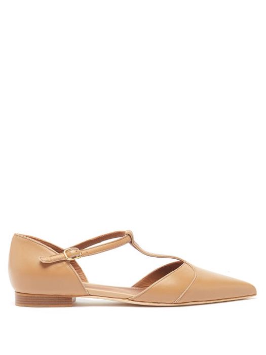 Malone Souliers - Immy Point-toe Leather Flats - Womens - Nude