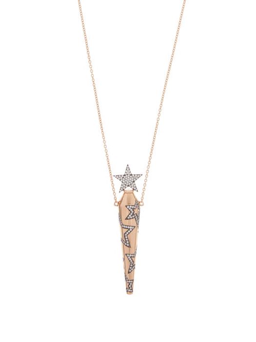 Diane Kordas - Star Diamond & 18kt Rose Gold Amulet Necklace - Womens - Rose Gold