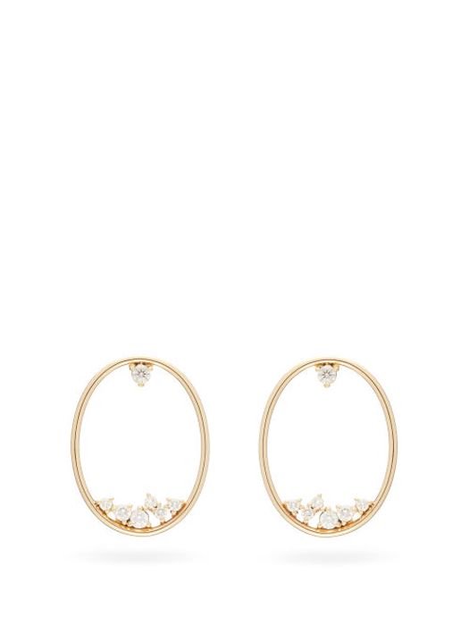 Mizuki - Diamond & 14kt Gold Hoop Earrings - Womens - Pearl
