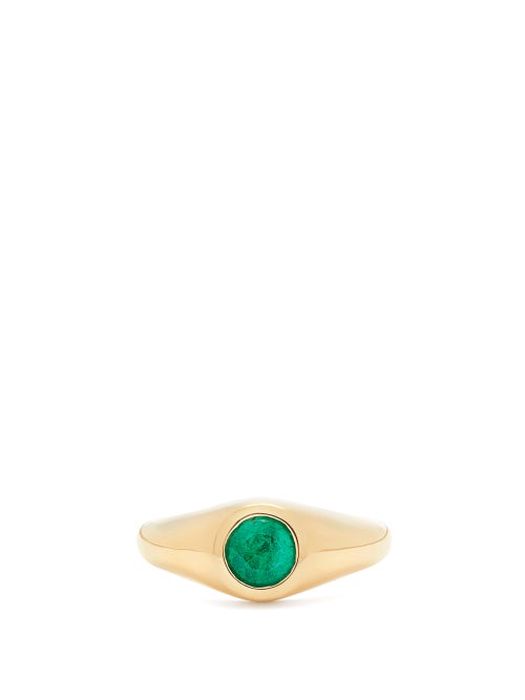 Lizzie Mandler - Emerald & 18kt Gold Signet Ring - Womens - Green Gold