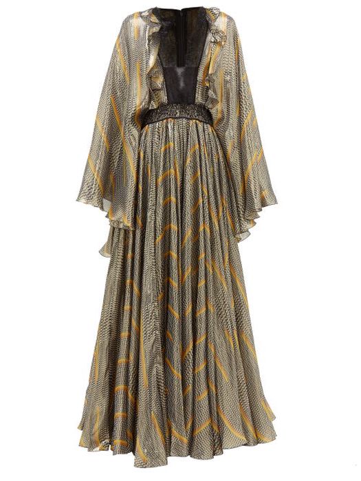 Giambattista Valli - Geometric-print Lace And Silk-blend Gown - Womens - Black Gold