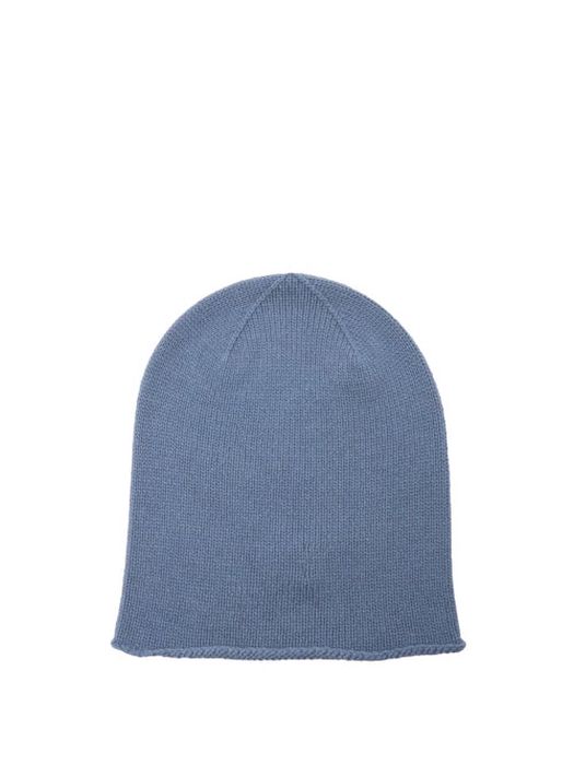 Johnstons Of Elgin - Rolled-brim Cashmere Beanie Hat - Womens - Blue