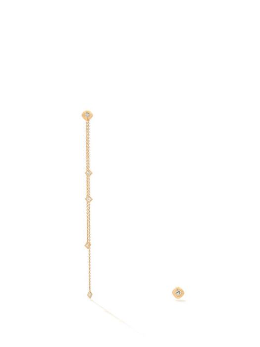 Diane Kordas - Mismatched Diamond & 18kt Rose-gold Earrings - Womens - Gold