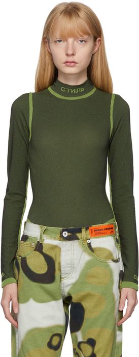 Heron Preston Black & Green 3D Rib Bodysuit