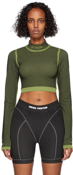 Heron Preston Black & Green 3D Rib Long Sleeve T-Shirt