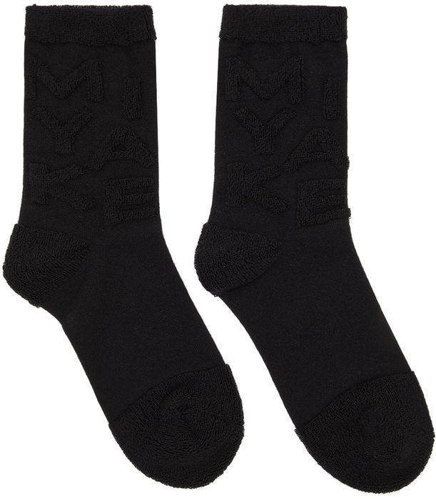 Issey Miyake Black Piled Logo Socks