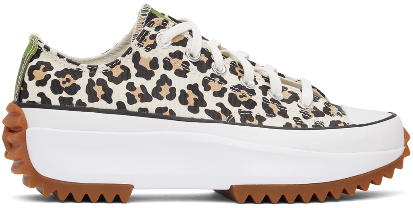 Converse Beige Cheetah Run Star Hike Low Sneakers