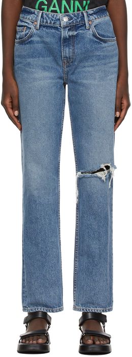 Grlfrnd Blue Slim Low-Rise Crop Kate Jeans