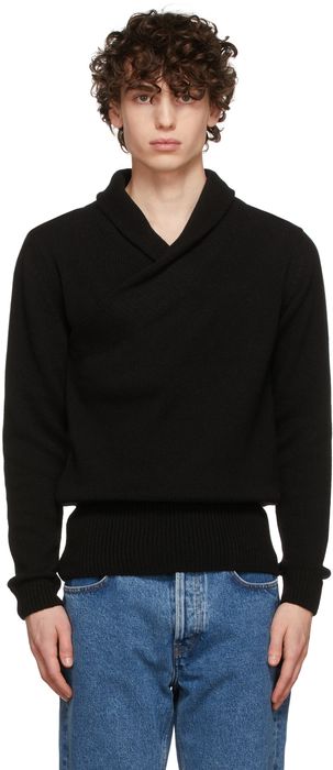 Judy Turner Black Cashmere Shawl Neck Sweater