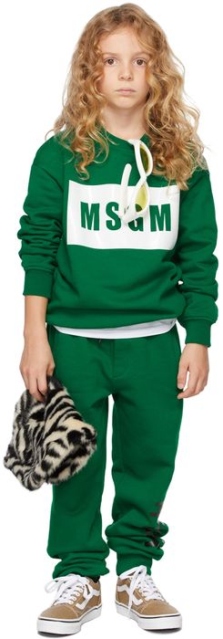 MSGM Kids Kids Green Block Logo Sweatshirt