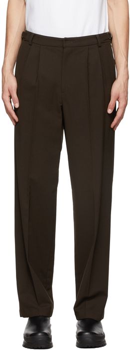 LE17SEPTEMBRE Brown Side Adjustable Two-Pleat Trousers