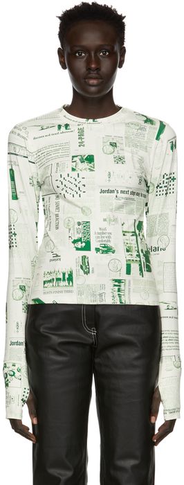 Kijun SSENSE Exclusive Off-White & Green Penny Print T-Shirt