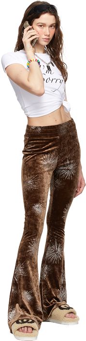 I'm Sorry by Petra Collins SSENSE Exclusive Brown Flare Devore Lounge Pants