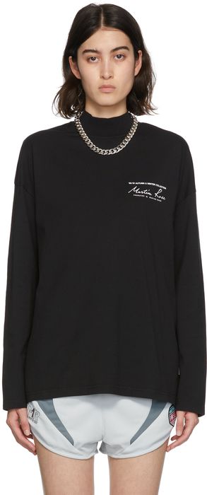 Martine Rose Black Mock Neck Logo Long Sleeve T-Shirt