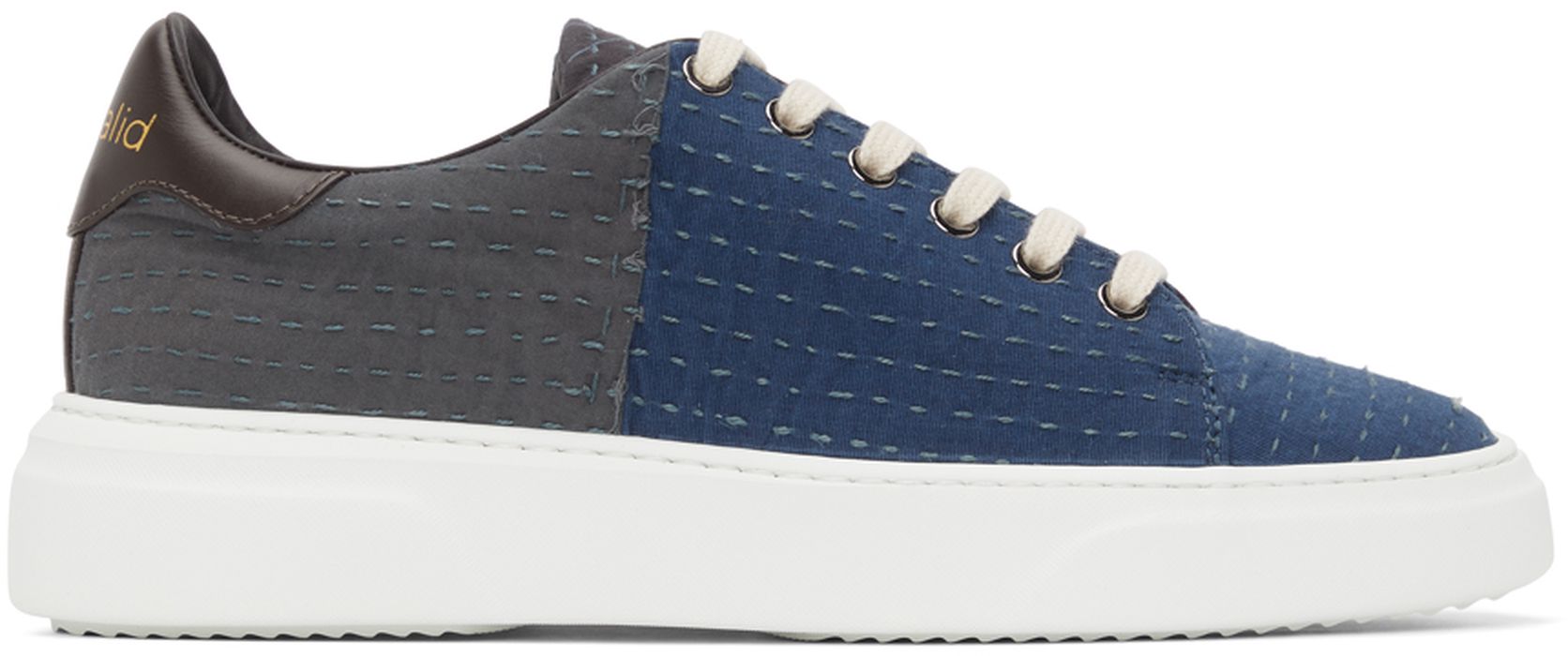 By Walid Blue Round Toe Lace-Up Sneakers