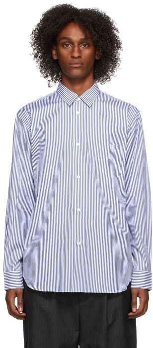Comme des Garçons Homme Blue & White Stripe Stylized Logo Shirt