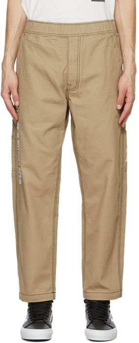 AAPE by A Bathing Ape Beige Embroidered Logo Chino Trousers
