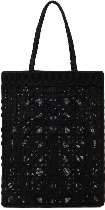 Mame Kurogouchi Black Cording Embroidery Tote