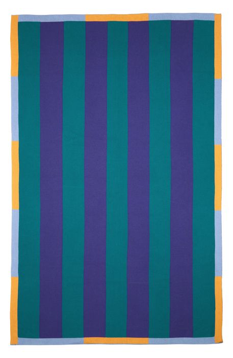 Dusen Dusen Buren Throw Blanket in Blue Multi Color Stripe