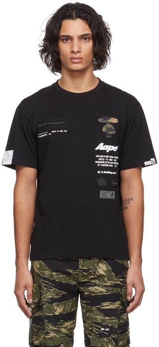 AAPE by A Bathing Ape Black Logo Graphic T-Shirt