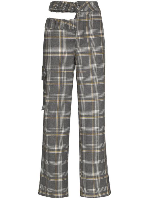 Elleme asymmetric plaid trousers - Grey