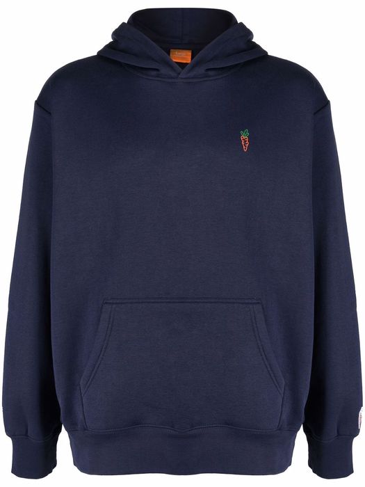 Carrots logo-embroidered long-sleeve hoodie - Blue