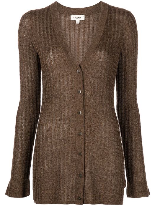 L'Agence button-up frilled cardigan - Brown