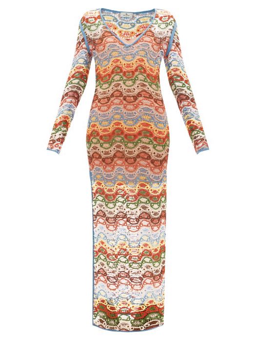 Etro - V-neck Crochet-lace Maxi Dress - Womens - Multi