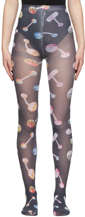 Ashley Williams Black All Over Piercing Print Tights