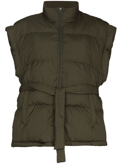 Frankie Shop Aspen belted padded quilted gilet - Green