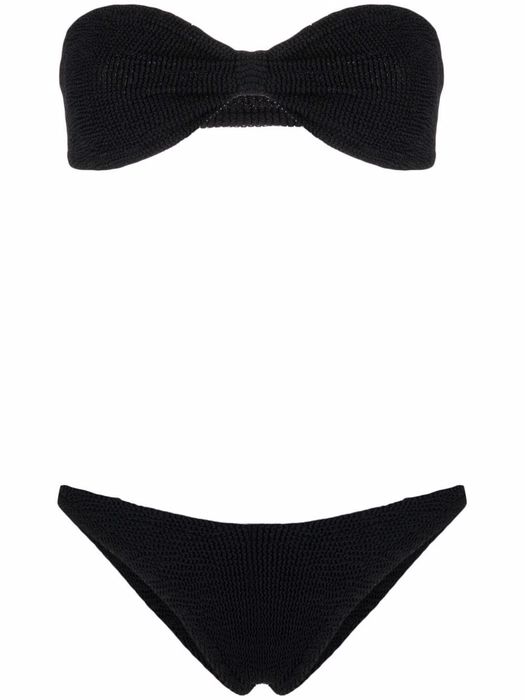 Hunza G Jean crinkle-effect bandeau bikini - Black