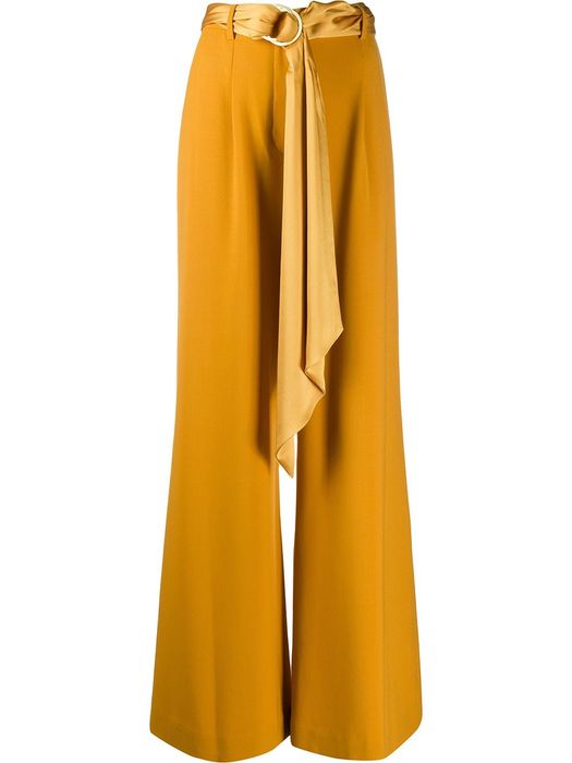 Jonathan Simkhai high-rise tie-waist flared trousers - Yellow