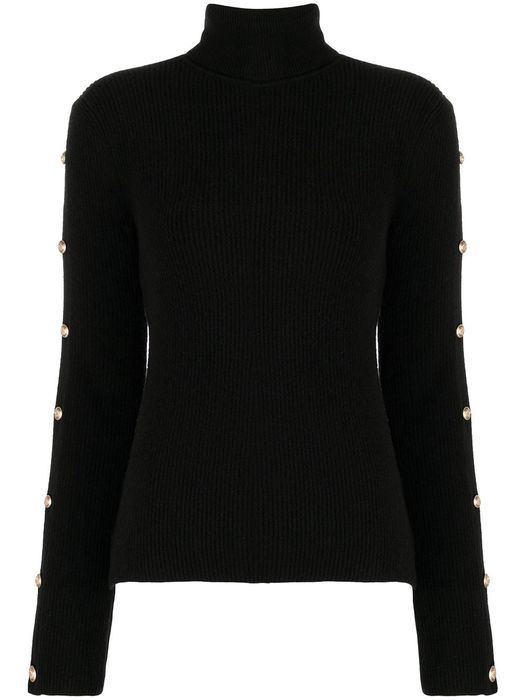 L'Agence button-detail roll neck jumper - Black