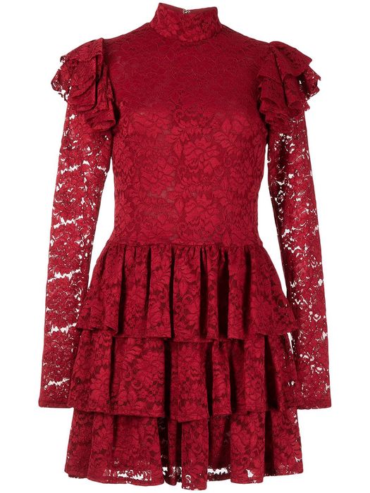 Caroline Constas Emily satin lace mini dress - Red