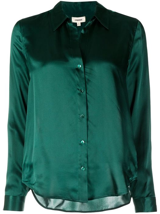 L'Agence button-up silk shirt - Green