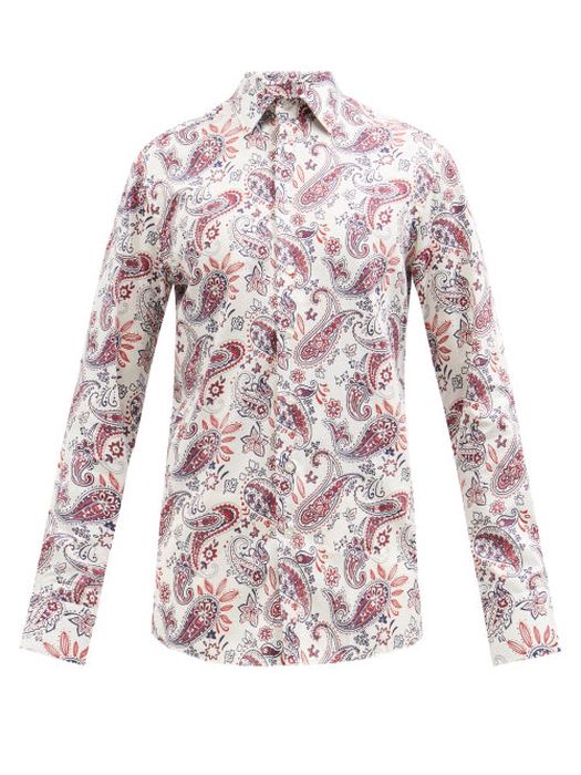 Etro - Paisley-print Cotton-poplin Shirt - Mens - Red White