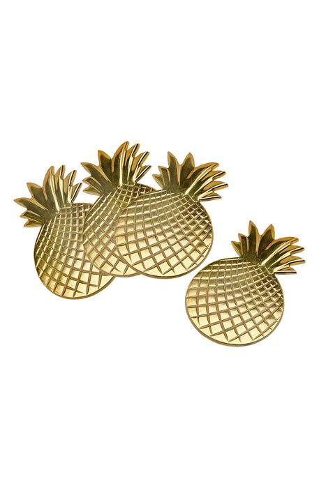 Godinger Set of 4 Pineapple Coasters in Gold