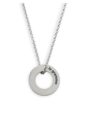 1.1G Polished & Brushed Sterling Silver Round Necklace