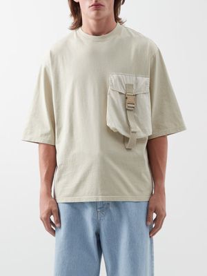 1 Moncler JW Anderson - Patch-pocket Cotton-jersey T-shirt - Mens - Beige