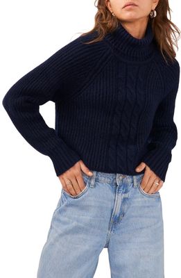 1.STATE Back Cutout Turtleneck Sweater in Classic Navy