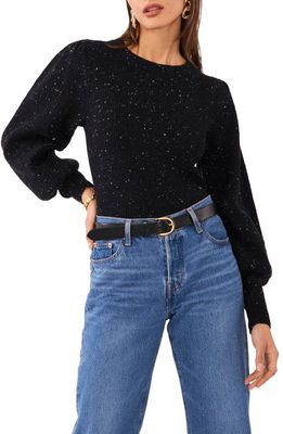 1.STATE Balloon Sleeve Rib Sweater in Rich Black