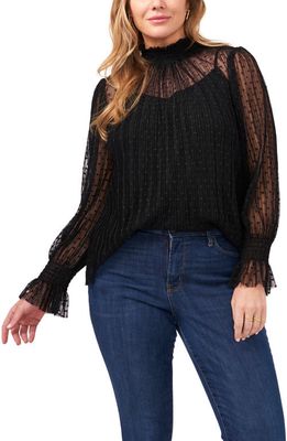 1.STATE Clip Dot Mesh Blouse in Rich Black