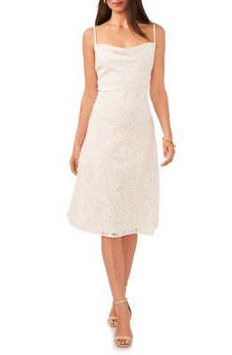 1.STATE Cowl Neck Lace Midi Dress in New Ivory