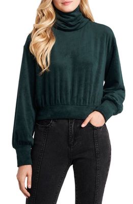 1.STATE Cowl Neck Velour Top in Green Forest